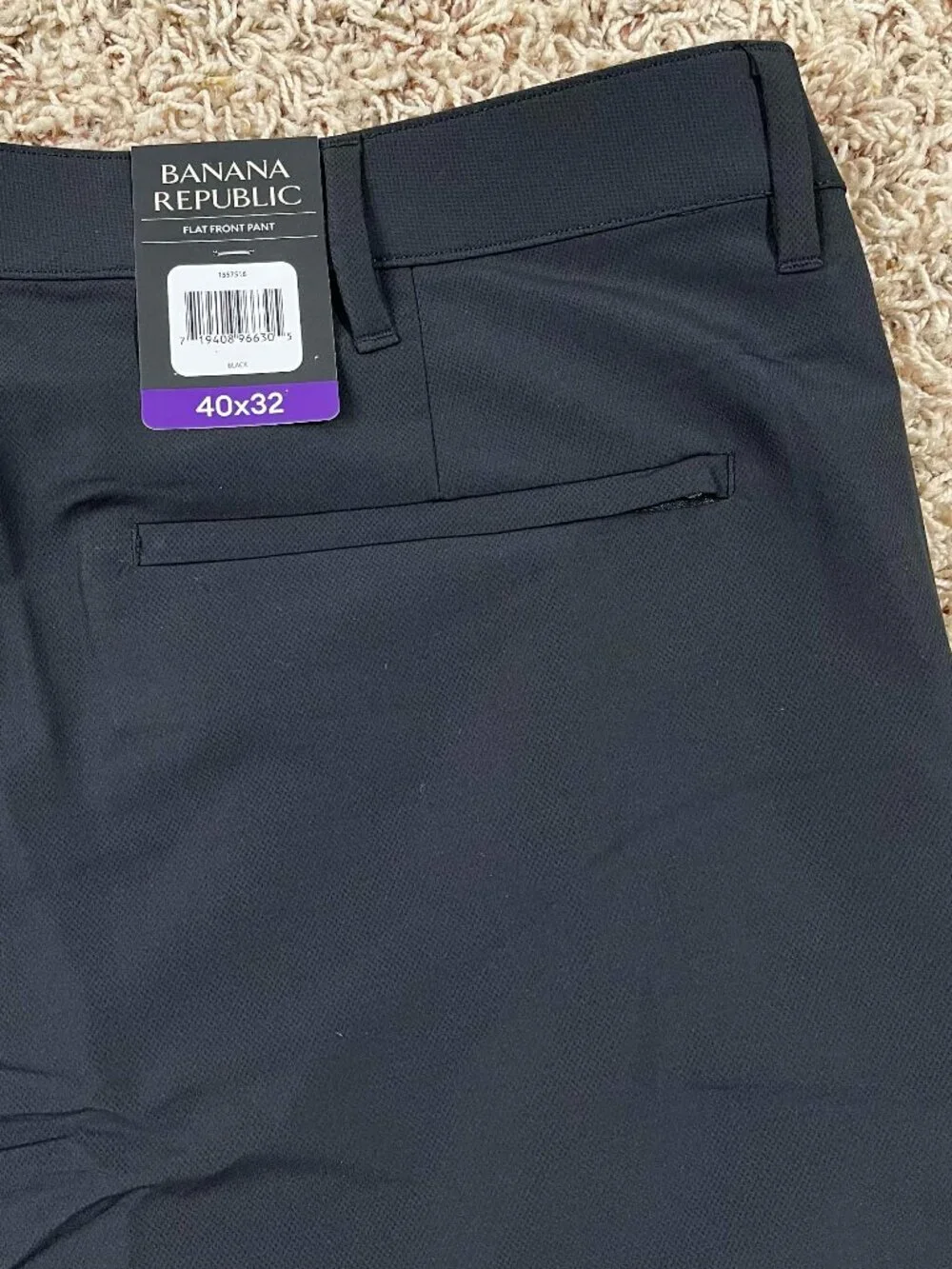 Banana Republic Men's Flat Front Pants Black, Size 40x32 (New)